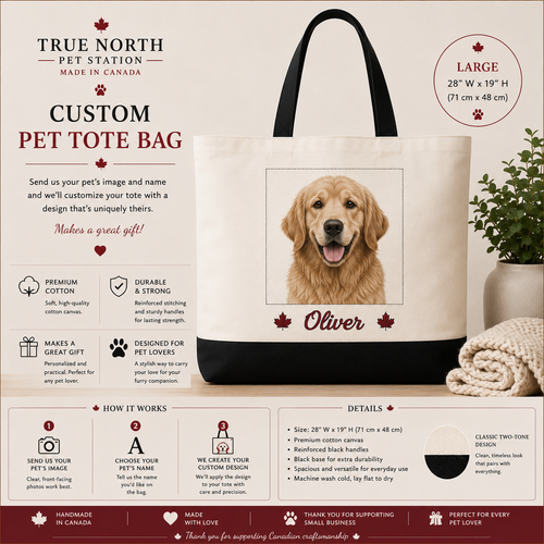 Custom Pet Tote Bag Large – 28 x 19 inches with Golden Retriever named Oliver