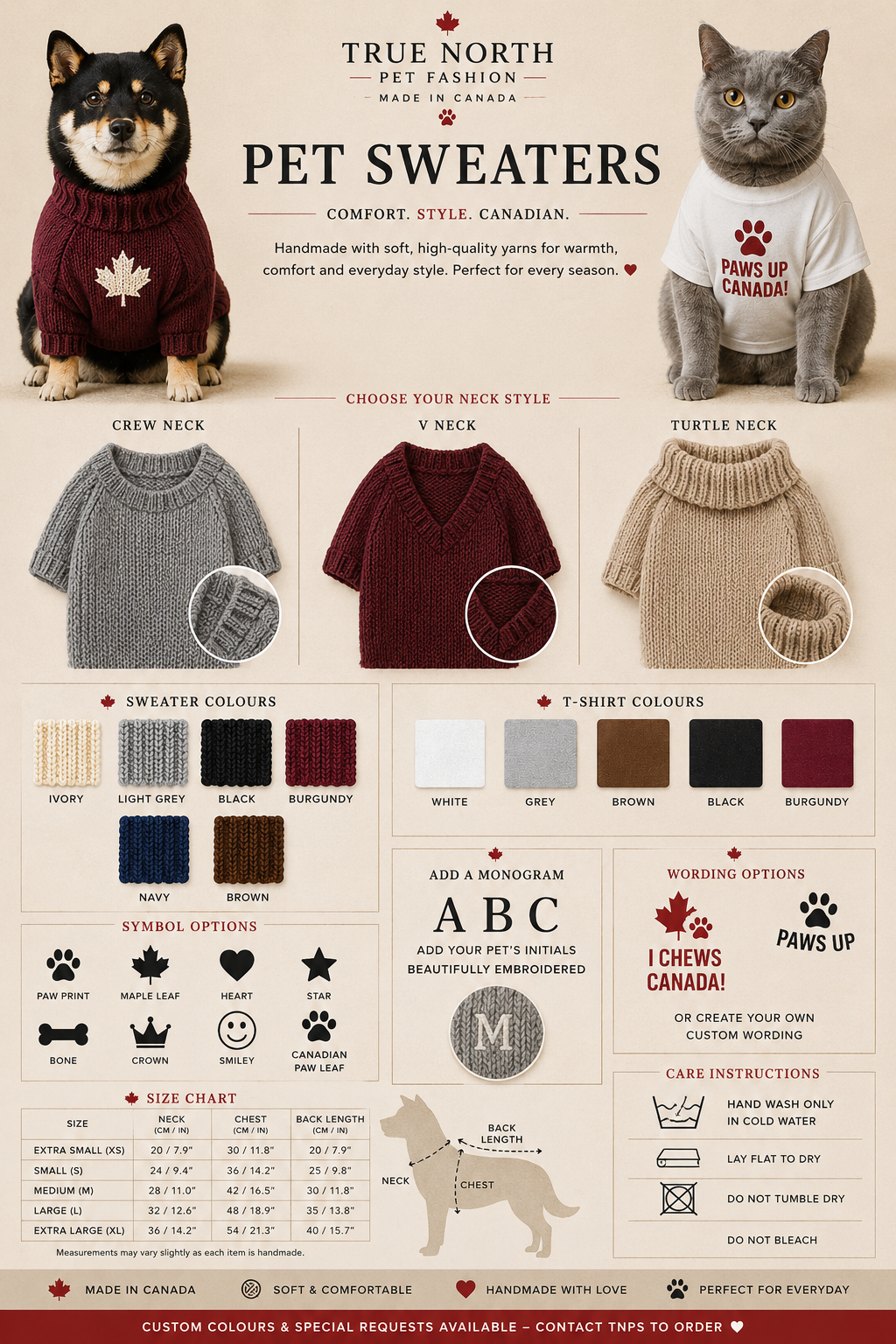 True North Pet Station custom pet sweater styles