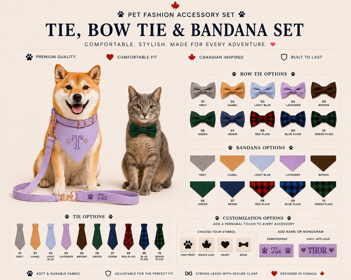 Personalized Pet Tie, Bow Tie & Bandana 3-Piece Set