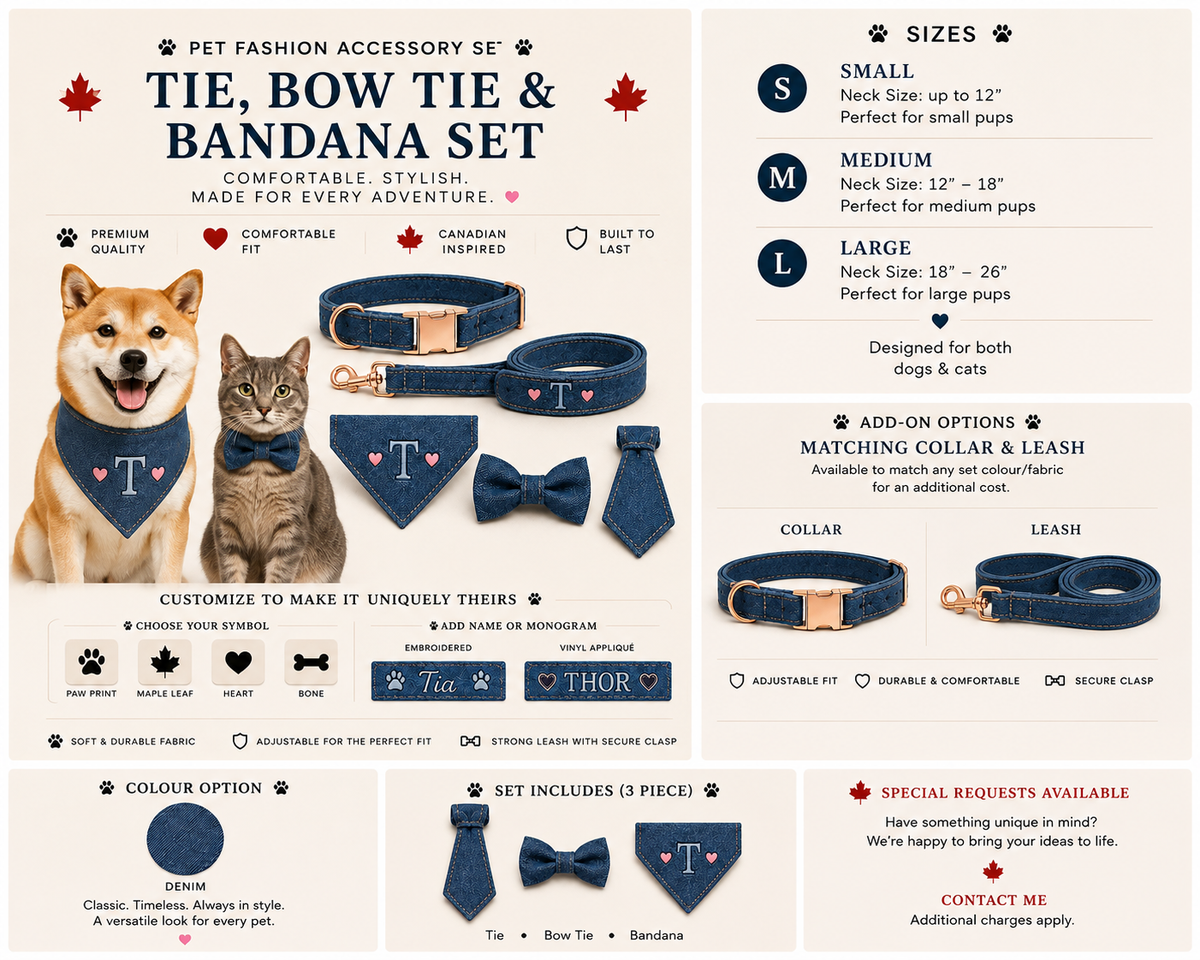 Personalized Pet Tie, Bow Tie & Bandana 3-Piece Set